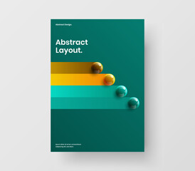 Premium presentation A4 design vector layout. Multicolored realistic spheres postcard concept.