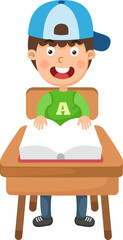 young boy reading a book