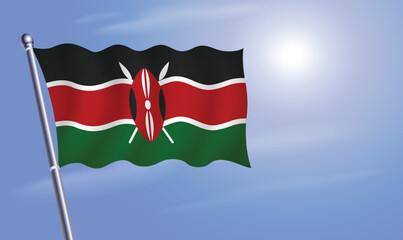 Kenya flag against a blue sky