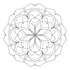 Vector outline mandala for coloring book page. Floral lace round ornament. Round pattern with flower in ethnic tribal style. Natural design elements. © ToryFord