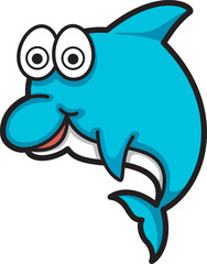 cartoon dolphin outline character