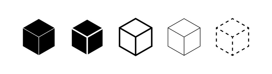 3d cube icon set - obrazy, fototapety, plakaty