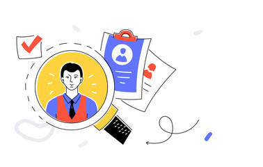 Employee search - modern colorful flat design style illustration