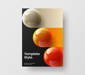 Colorful poster A4 vector design illustration. Creative 3D spheres pamphlet layout.