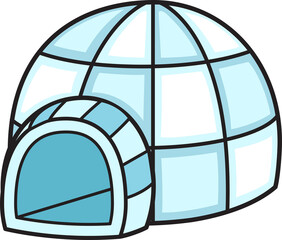 cartoon igloo outline character
