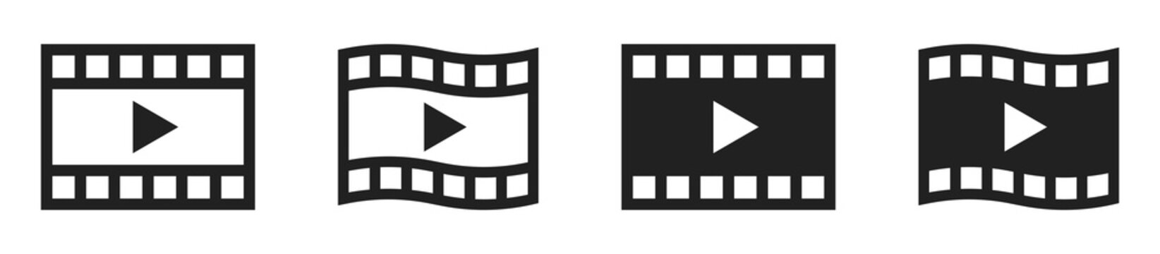 Film reel icon set. Play video symbol. Vector EPS 10