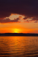 Sunset over the water