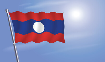 Laoe flag against a blue sky
