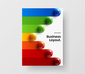 Minimalistic realistic spheres magazine cover layout. Fresh company brochure vector design template.