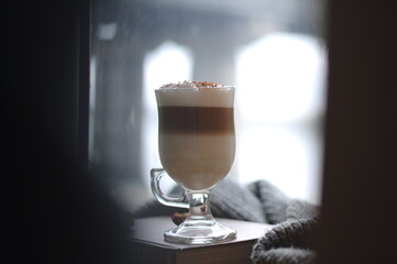 cappuccino with chocolate, atmospheric photo