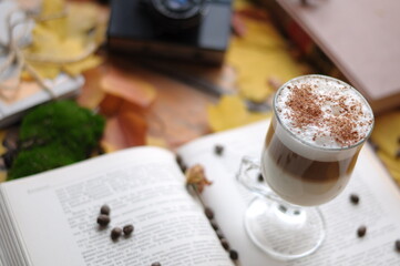 cappuccino with chocolate, atmospheric photo