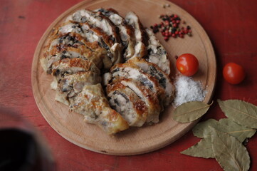meat on a wooden board