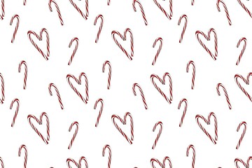 Hot drink seamles pattern. Coffee shop collection. Cups of coffee with sweets and spices. Textile and packaging design.