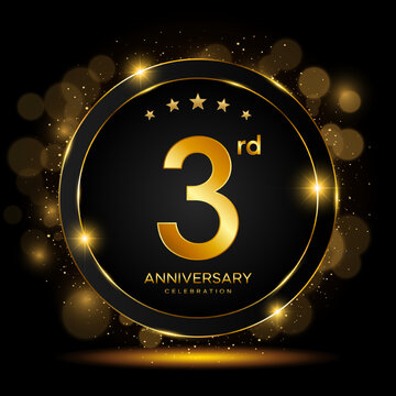 3rd Anniversary Celebration. Golden Anniversary Template Design. Logo Vector Illustrations