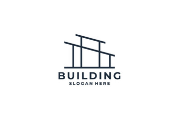 Building logo design line art concept.
