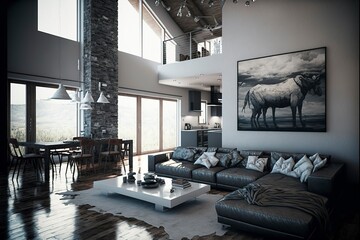 modern living room interior, ai art