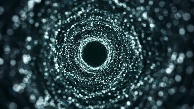Abstract particle black loop background