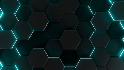 Digital background of the hexagon. Beautiful 3D render of geometry element