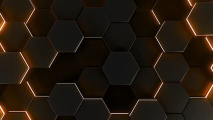 Obraz premium Digital background of the hexagon. Beautiful 3D render of geometry element