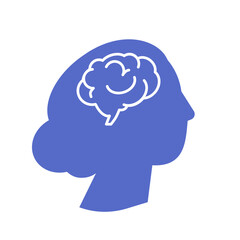 female psychology concept. Female head silhouette with brain illustration