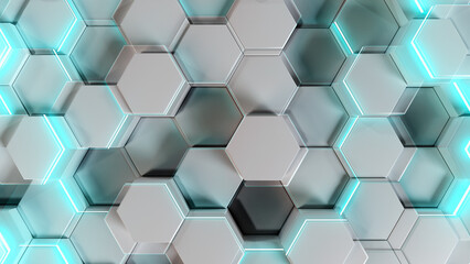Digital background of the hexagon. Beautiful 3D render of geometry element