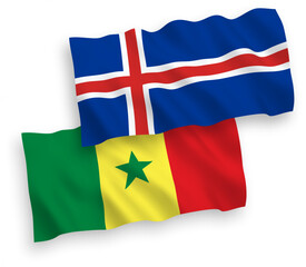 Flags of Republic of Senegal and Iceland on a white background