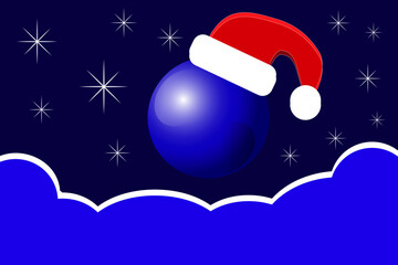 Christmas sphere isolated on night sky with stars