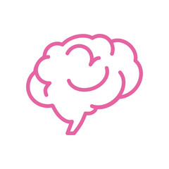 Human pink brain medical vector icon illustration isolated on white background