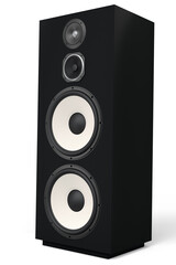 Obraz premium Hi-fi speakers with loudspeakers for sound recording studio on white background.