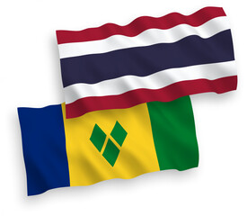 Flags of Saint Vincent and the Grenadines and Thailand on a white background