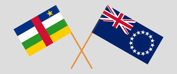 Crossed flags of Central African Republic and Cook Islands. Official colors. Correct proportion