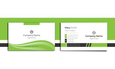 Modern carve business card design. Digital soft green business card vector design. Trending and carve stylish business card design.