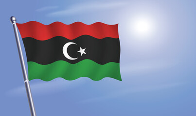  Kingdom of Libya flag against a blue sky
