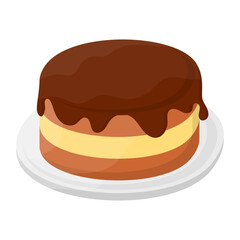 old fashioned Malt Chocolate cake concept, Walnut Fudge Brownie vector icon design, Fast Food symbol, Junk food sign, popular inexpensive good taste snacks stock illustration 