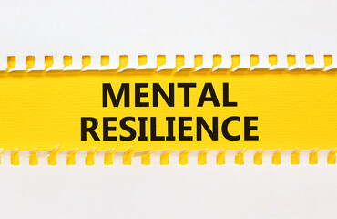 Mental resilience symbol. Concept word Mental resilience typed on yellow and white paper. Beautiful...