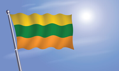 Lithuanian flag against a blue sky