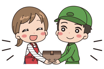 Illustration of a woman receiving a package.