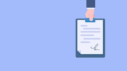 Signing of business agreement with legal effect, acceptance of contract terms. 2D animation