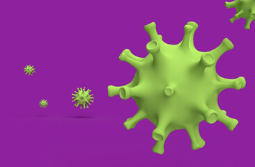 3D Realistic isolated corona virus on purple background
