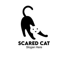 scared cat logo design with negative space