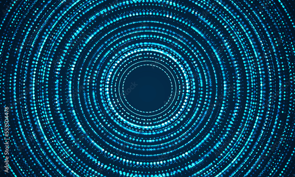Poster abstract blue background with dot pattern glowing