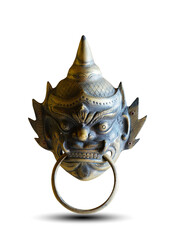 Bronze door knocker art vintage design isolated on white background. This has clipping path.