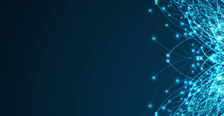 Ai technology. Concept of artificial intelligence. Blue and dots lines. Digital, communication, science, networks