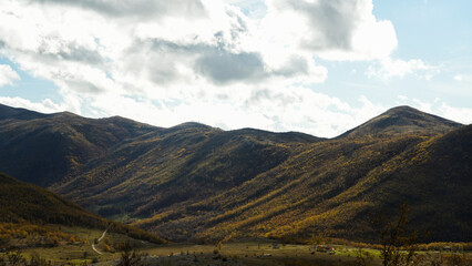 landscape with clouds in the mountains