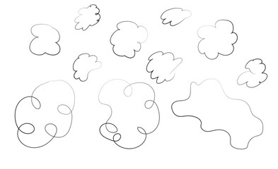 decoration line divider wave hand drawn frame outline. Cloud sketch.