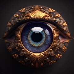 Iris Auge 3D in bunten Farben als Schmuckstück Kunstdesign Nahaufnahme, ai generativ