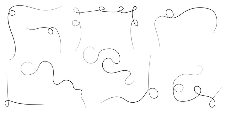 decoration line divider wave hand drawn frame outline sketch