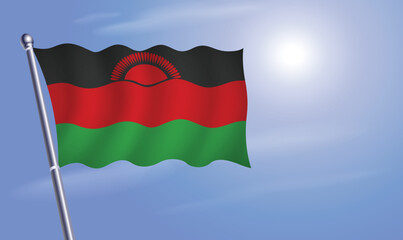 Malawi flag against a blue sky