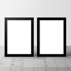 blank picture frames on wall, 2 empty frame space