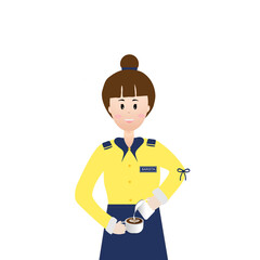 Barista woman  holding a coffee mug  in a coffee shop or cafe.PNG